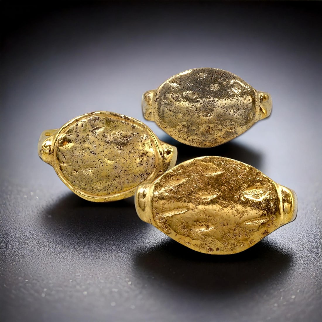 Ancient Roman Bronze Signet Rings with 24K Gold Gilding, c. 1st-3rd Century CE (1 of 4)