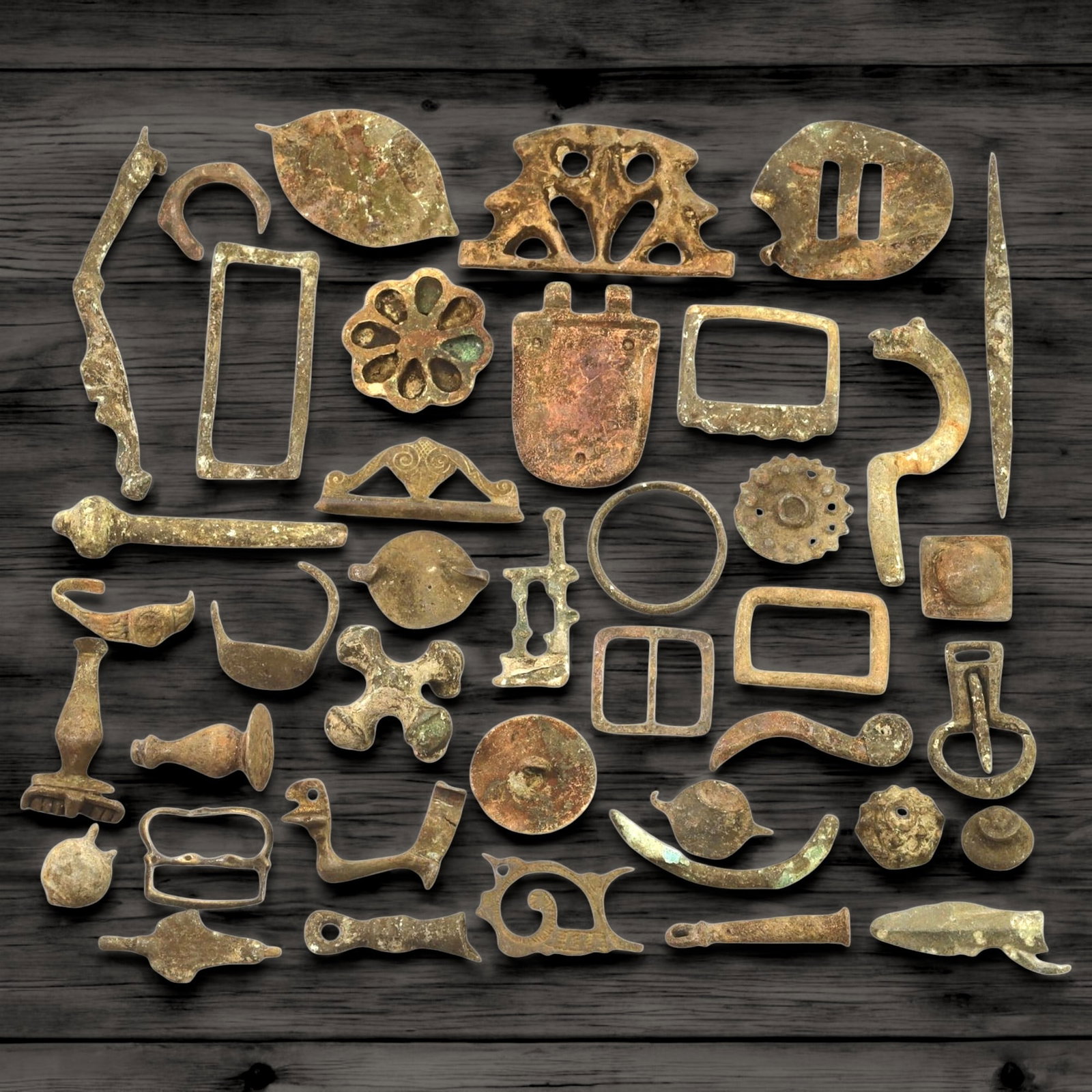 Ancient Roman, Anglo-Saxon, and Medieval Bronze Artifacts Collection, c. 1st-12th Century CE (1 of 1)