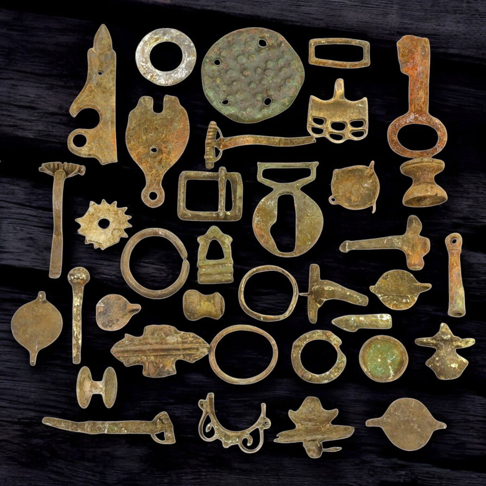 Ancient Roman, Anglo-Saxon, and Medieval Bronze Artifacts Collection, c. 1st-12th Century CE (1 of 1)