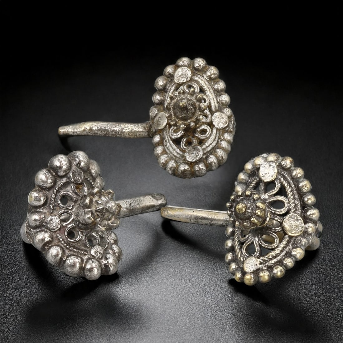 Ancient Byzantine Archer's Thumb Rings with Silver Inlay, c. 10th-12th Century CE (1 of 2)