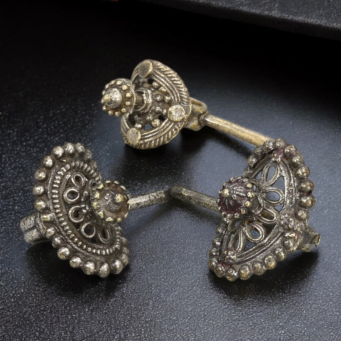 Ancient Byzantine Archer's Thumb Rings with Silver Inlay, c. 10th-12th Century CE (1 of 2)