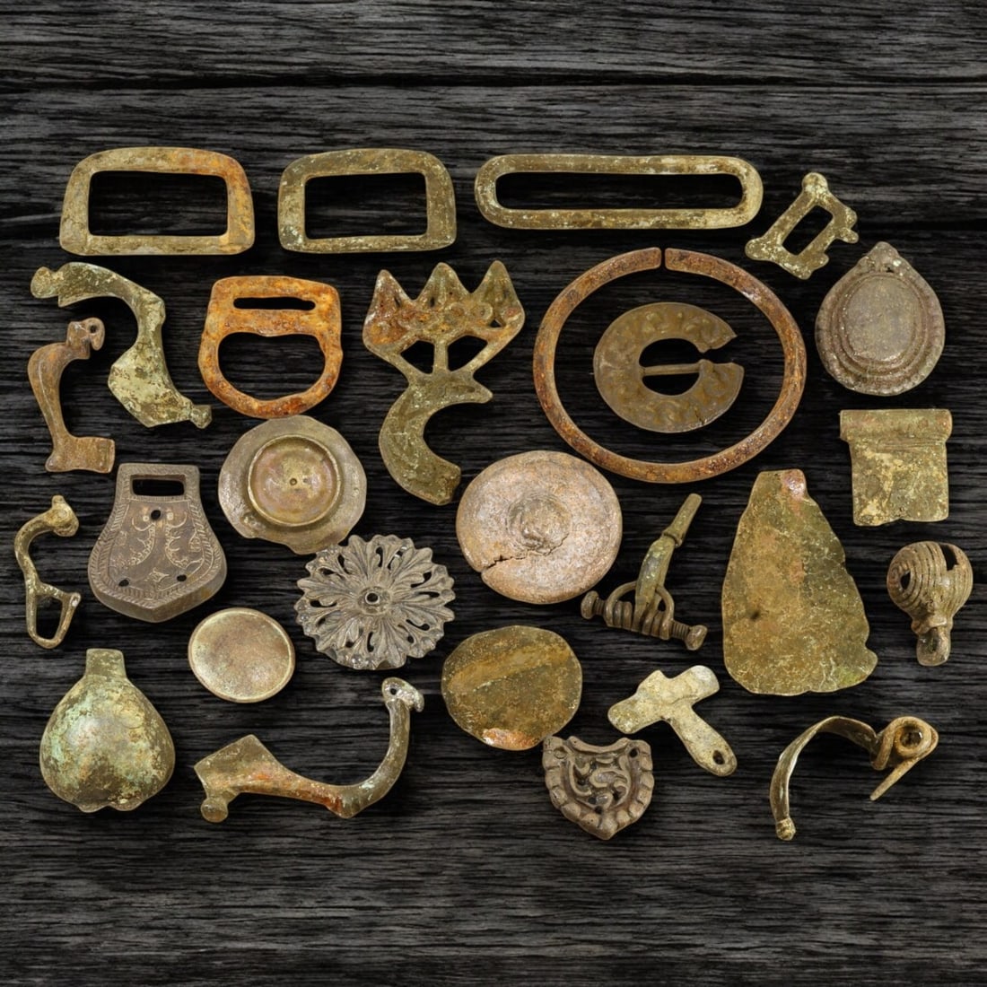 Ancient Roman to Medieval Bronze Artifact Collection, 2nd-15th Century CE (1 of 1)