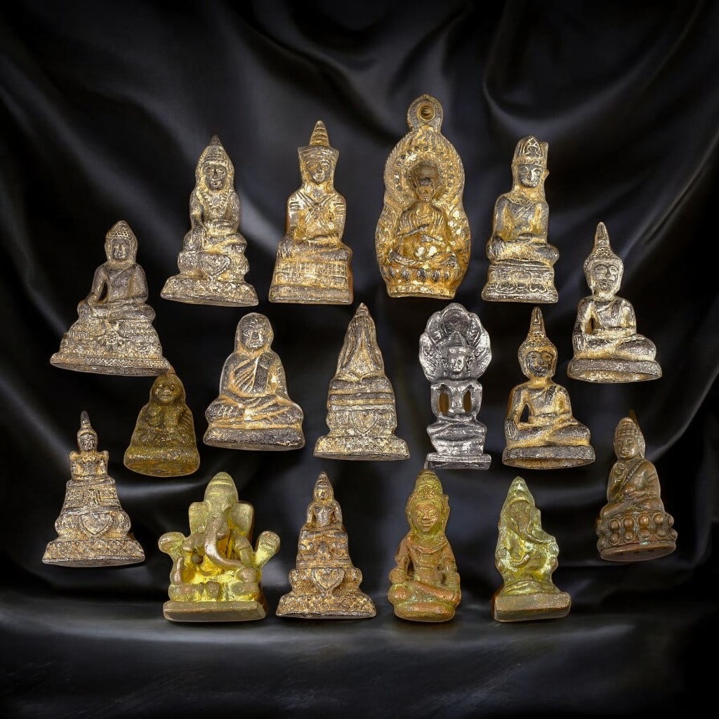 Collection of Southeast Asian Bronze and Brass Buddhist Amulets (c. 18th-19th Century) (1 of 1)
