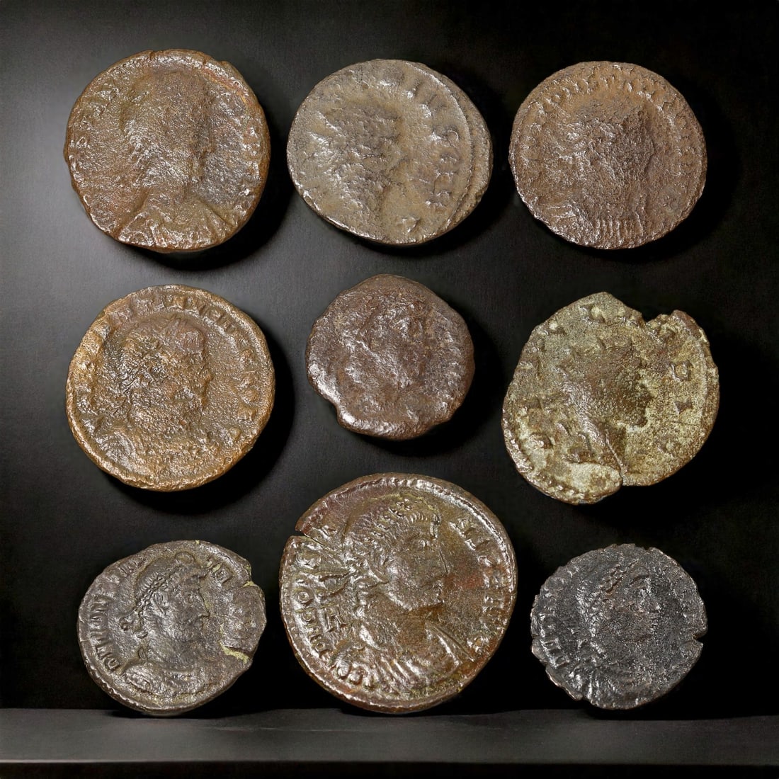 Ancient Roman AE Bronze Coin Collection, 9 Pieces, c. 3rd-4th Century CE (1 of 2)