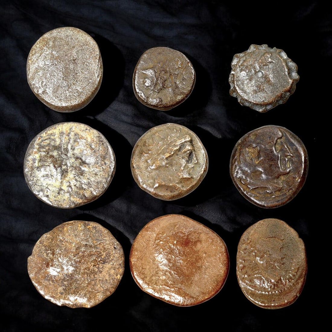 Ancient Greek and Roman Bronze Coin Collection, 9 Pieces, c. 4th Century BCE-4th Century CE (1 of 2)