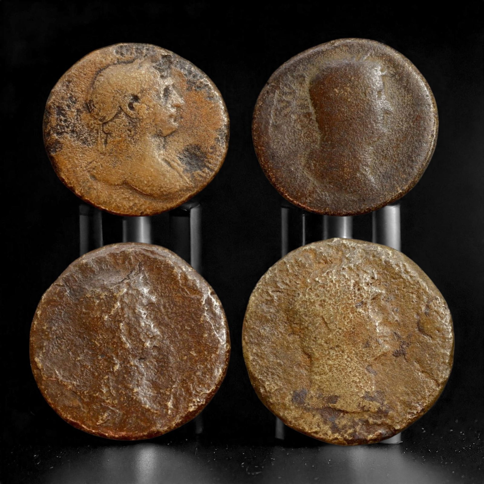 Ancient Roman Sestertius Coin Collection: Trajan, Nerva, and Nero, c. 62-111 AD (1 of 2)