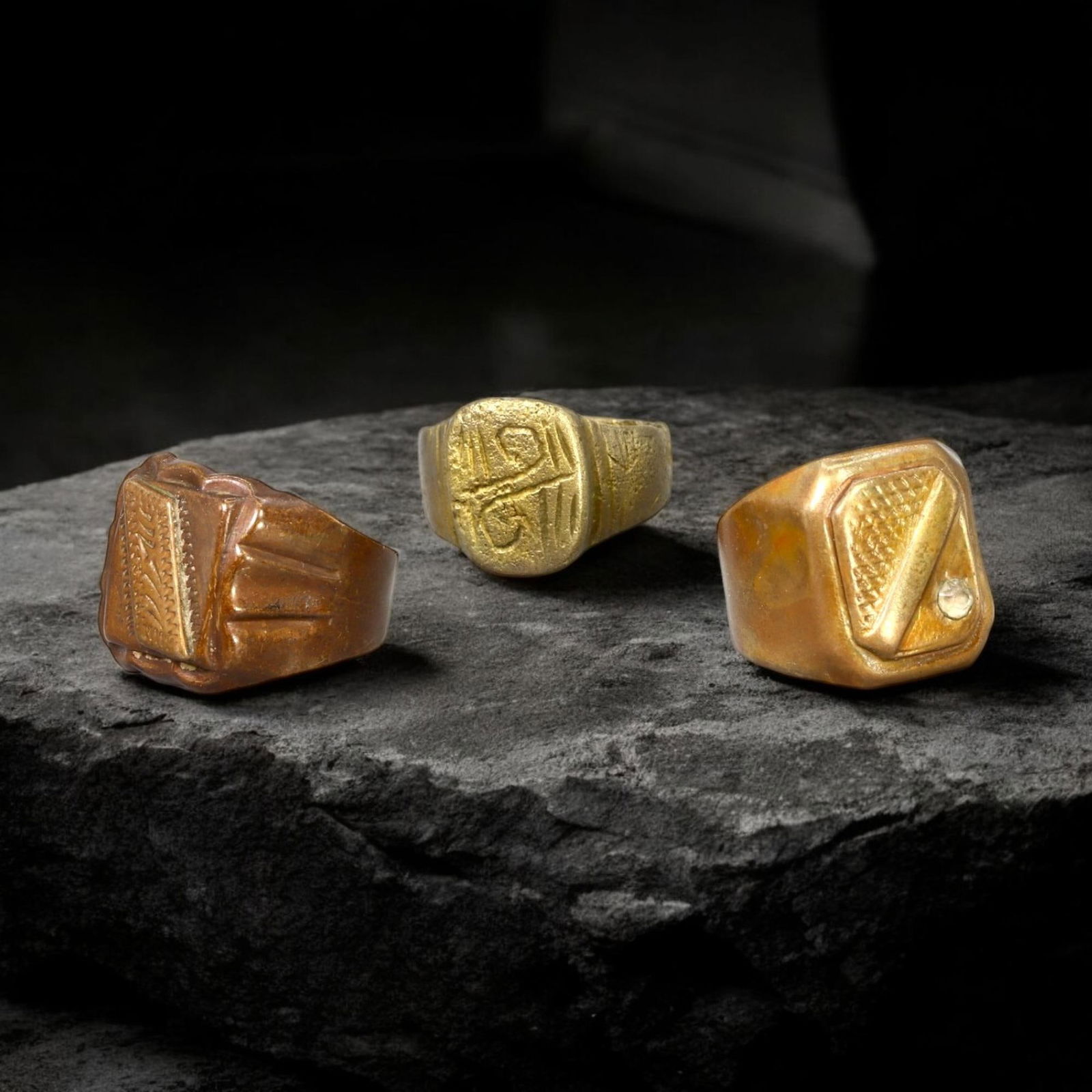 VIKING & POST-MEDIEVAL: Lot of 3 Rings (1 Silver, 2 Bronze), 9th-16th Century AD (18g total, Sizes (1 of 1)