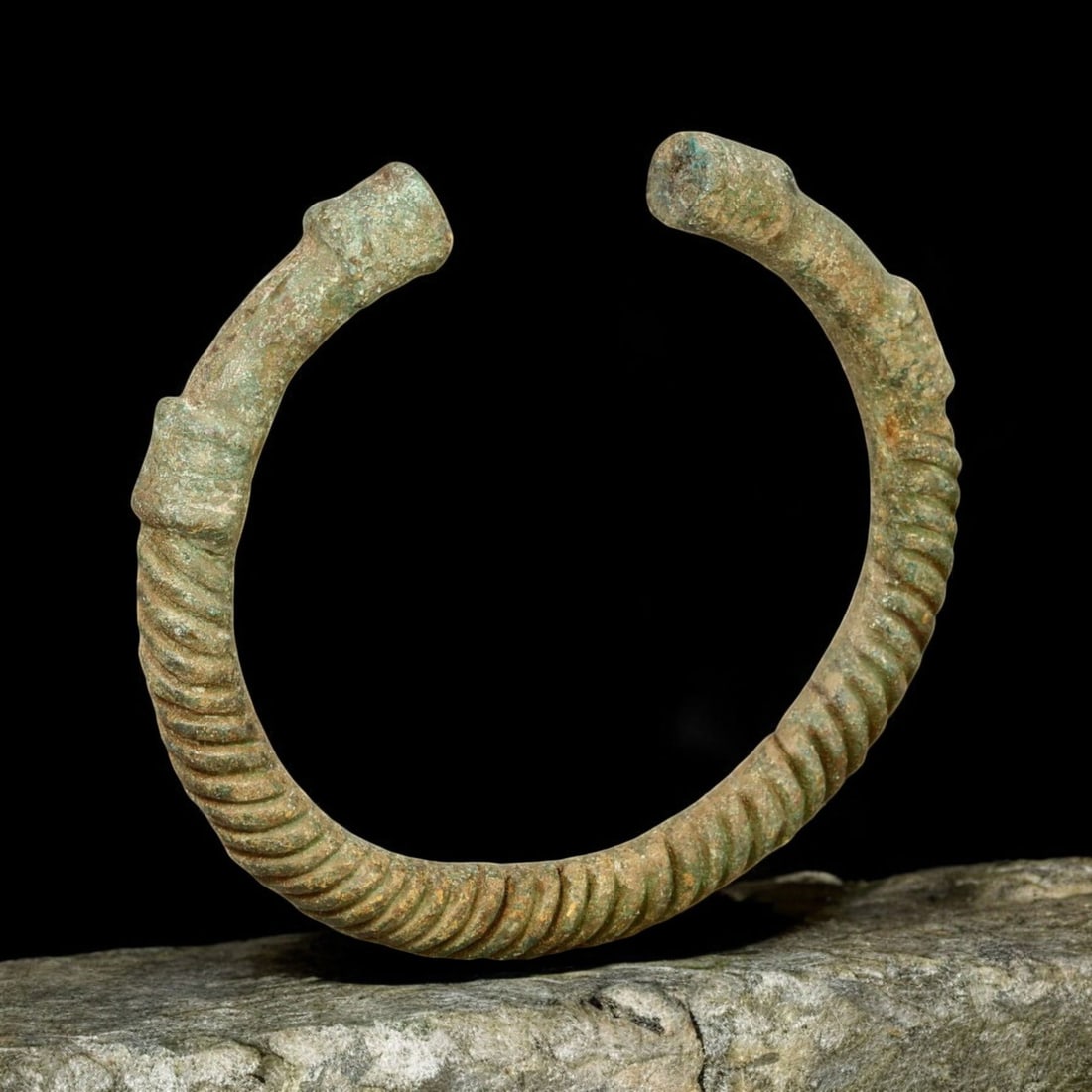 CELTIC CULTURE: Bronze Bracelet with Animal-Head Terminals, 700-200 BCE (1 of 2)