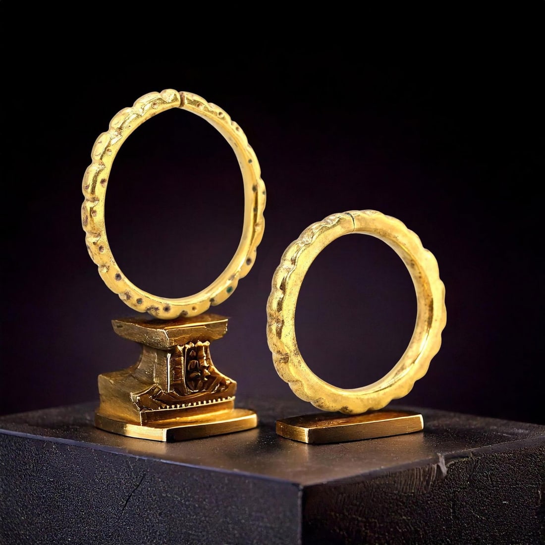 VIKING AGE: Lot of Two Gold-Gilded Bronze Rings, 9th-11th Century CE (1 of 3)