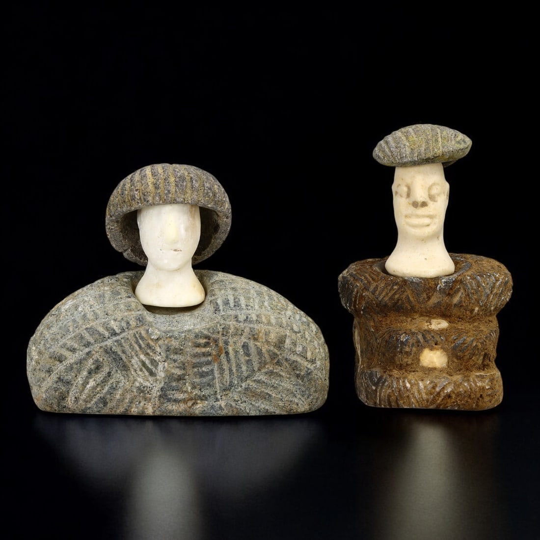 CENTRAL ASIAN TRIBAL ART: Lot of 2 Stone Carving Idol Figures (1 of 2)