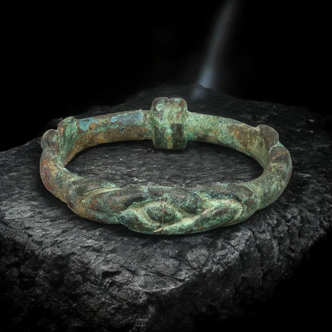 CELTIC CULTURE: Bronze Bracelet with Double Band and Double-Knotted Rope Design, 700-200 BCE (1 of 2)