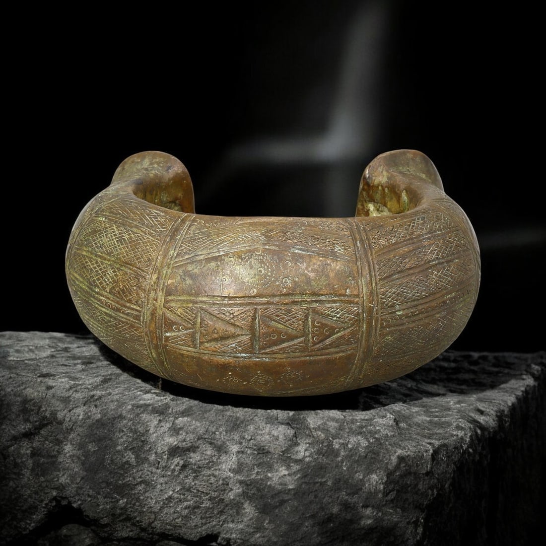 GIGANTIC WEST AFRICAN BRONZE CURRENCY BRACELET: Akan Tribal People, 19th Century (1 of 3)