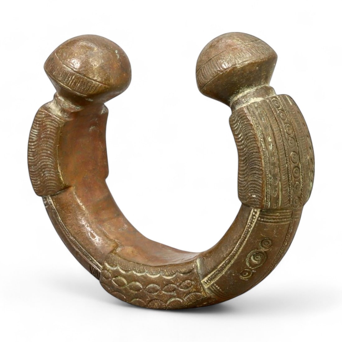 AFRICAN MANILLA BRACELET: Finely Incised Geometric and Circular Patterns (507g, 6.5 x 2.5cm) (1 of 3)