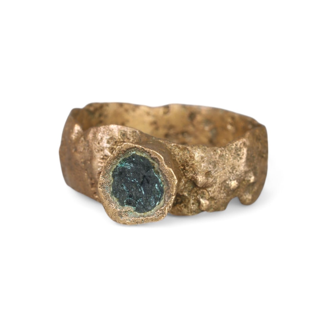 AMLASH-LURISTAN: Bronze Ring with Inset Stone/Glass, c. 1200-800 BCE (5g, Size 9.5 US) (1 of 2)