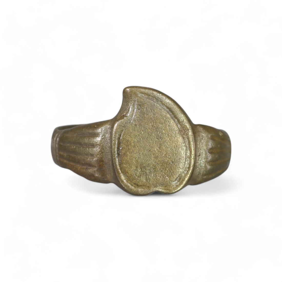 ROMAN: Bronze Signet Ring with Ridged Shoulders, 2nd-4th Century CE (5g, US Size 11) (1 of 2)