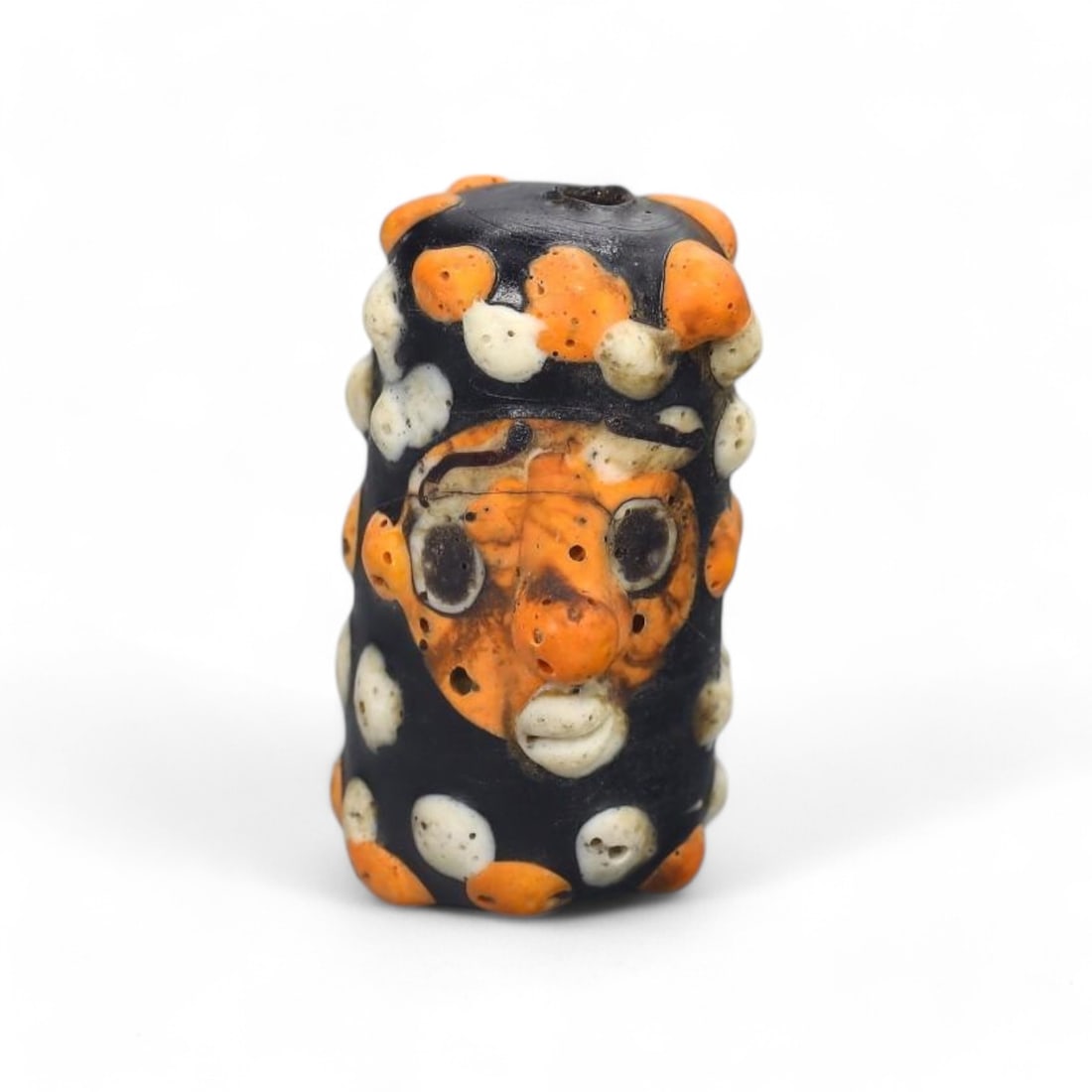 VINTAGE GLASS: Handcrafted Human Face Bead, 20th Century (39g, 2x4cm) (1 of 3)