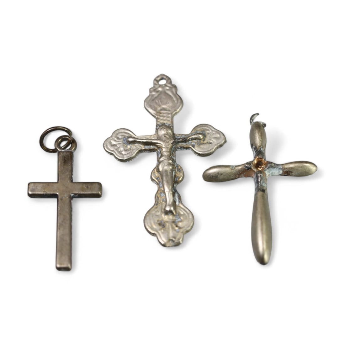 LATE MEDIEVAL: Silver Cross Pendants, 3pcs (3-3.5cm, 5g) (1 of 1)