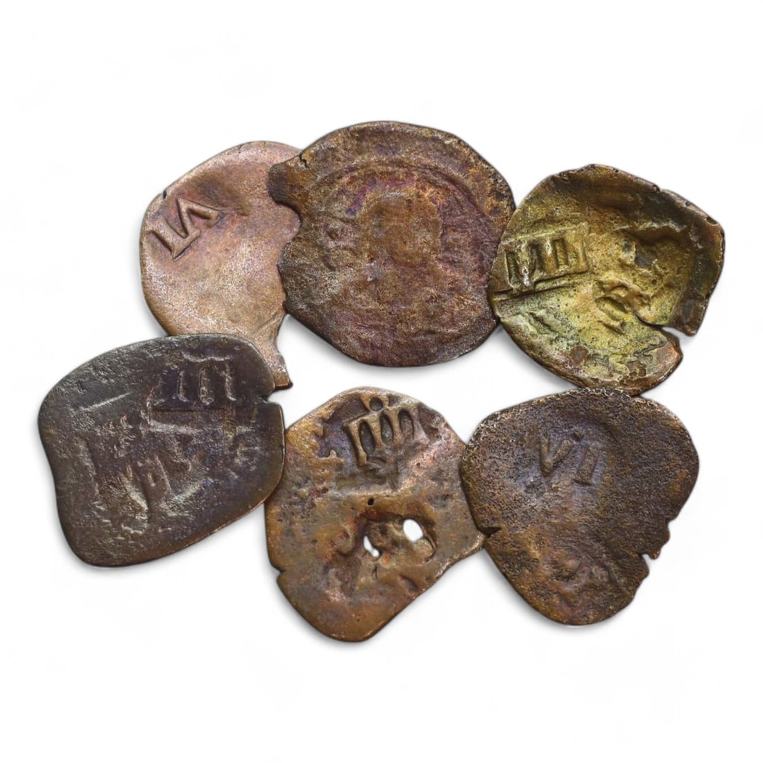 SPANISH COLONIAL ERA: Bronze "Piracy Trade Coins," Circa 16th-18th Century CE (13g, 21-24mm, 6 (1 of 2)