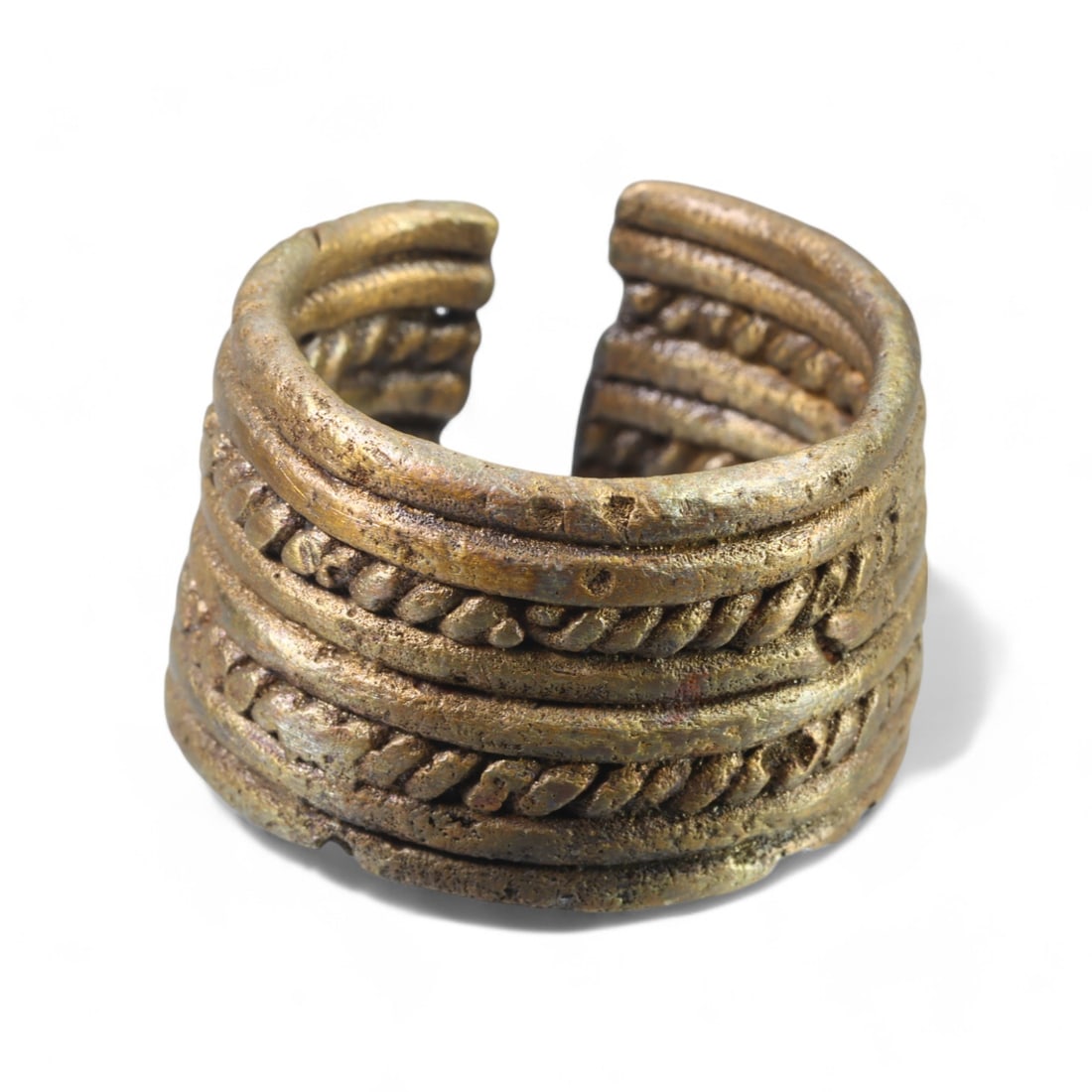 VIKING ERA: Twisted Bronze "Braided Torque" Ring, Circa 9th-11th Century CE (Size 10 US, 16g) (1 of 2)
