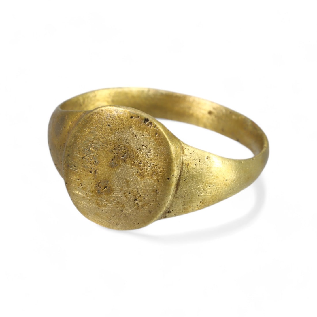 BYZANTINE ERA: Bronze "Plain Oval Bezel" Ring, Circa 6th-9th Century CE (Size 9 US, 4g: This understated Byzantine bronze ring features a smooth, undecorated oval bezel, characteristic of utilitarian yet elegant design from the Byzantine period. The bezel likely served as a signet or a s
