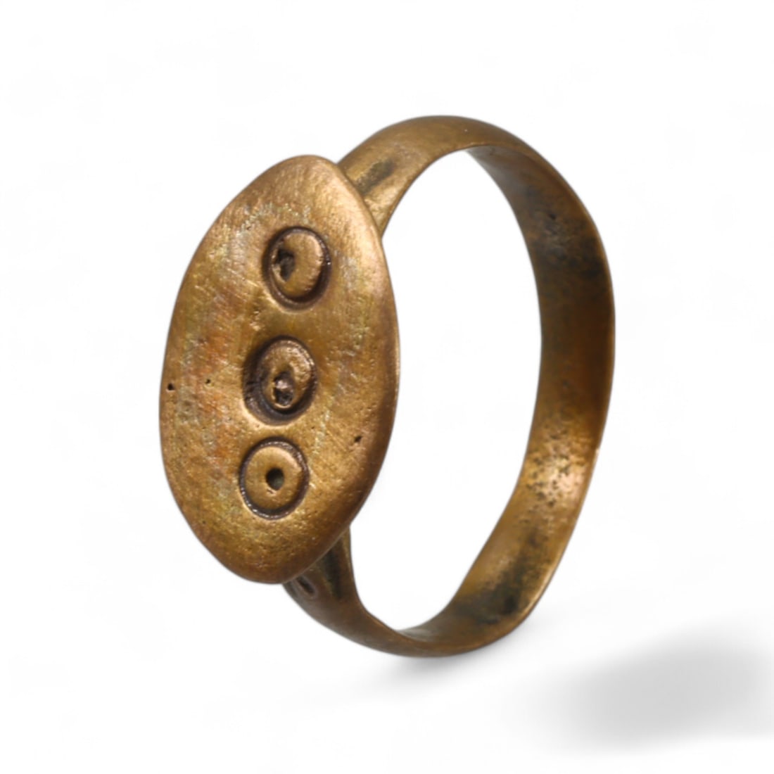LATE MEDIEVAL: Bronze Ring with Triple Circular Motif, 14th-16th Century CE (4.5 US, 2g) (1 of 2)