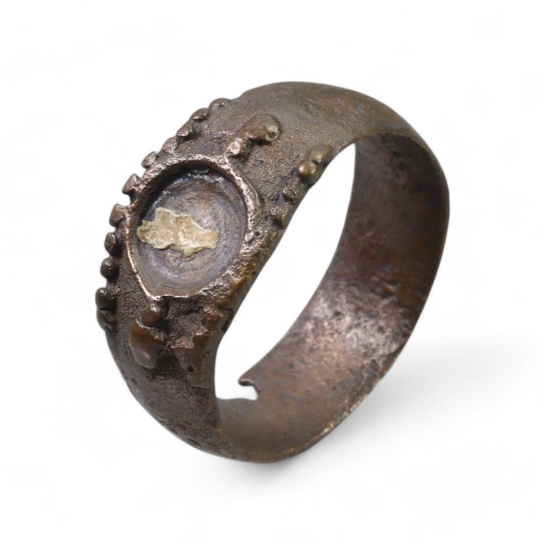 ANCIENT NEAR EAST: Bronze Ring with Raised Decorative Bezel, Luristan, 8th-7th Century BCE (10 US, (1 of 2)