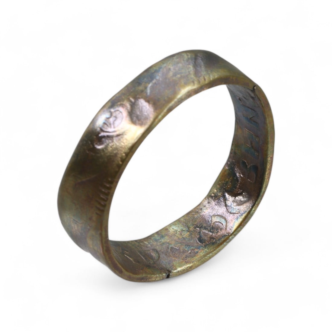 IMPERIAL RUSSIA: Cast Bronze Ring with Cyrillic Inscription, 18th-19th Century CE (7 US, 3g) (1 of 2)