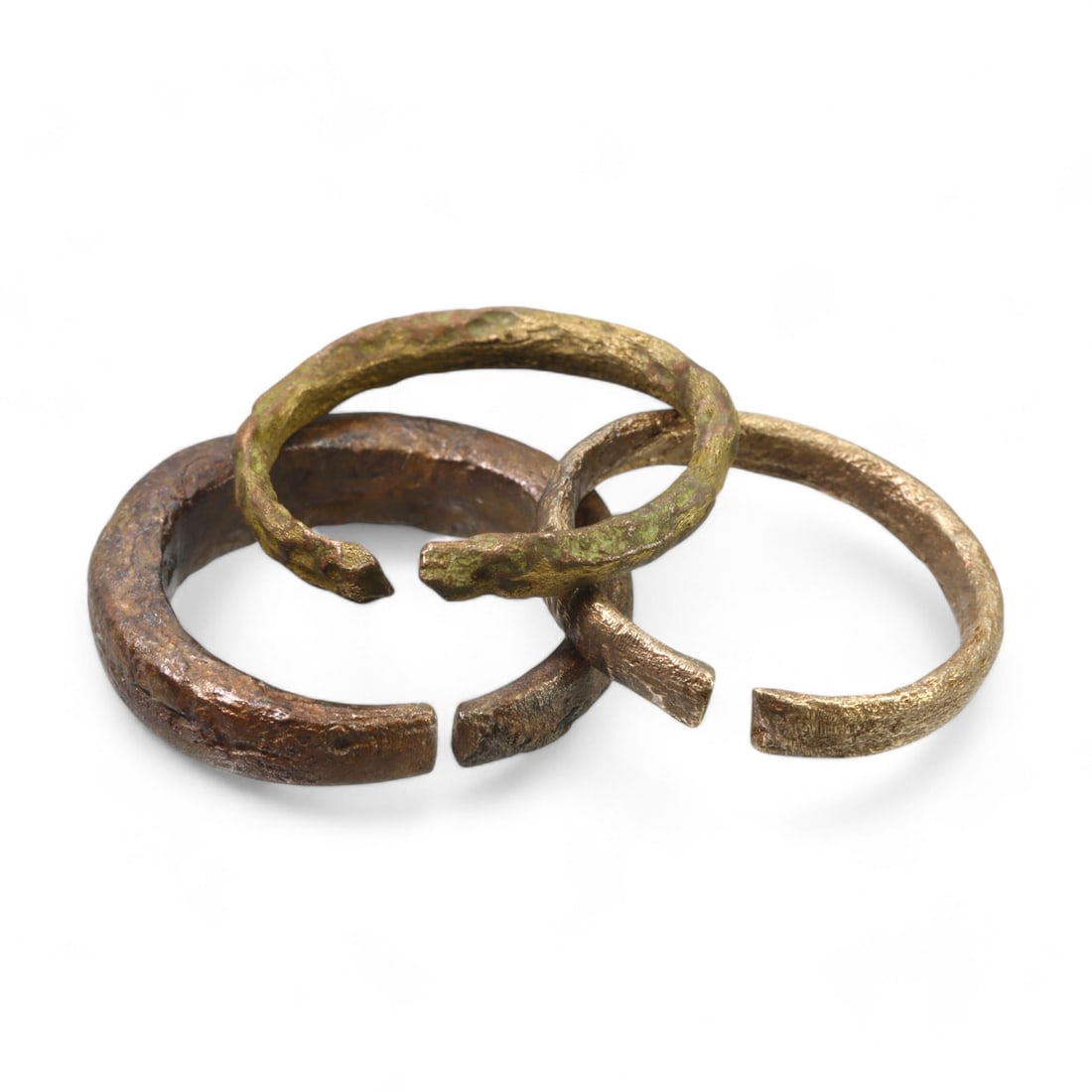 ANCIENT EUROPEAN: Lot of Three Bronze Proto-Money Rings, 8th-4th Century BCE (2.5-3 cm, 21g) (1 of 2)