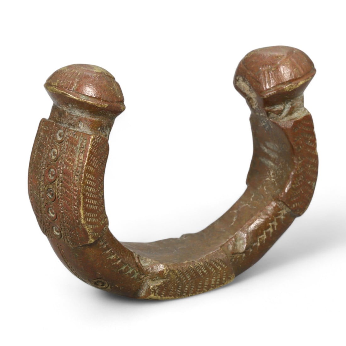 AFRICAN BRONZE MANILLA: Early Trade Bracelet, 15th-18th Century CE (6x2 cm, 145g) (1 of 2)