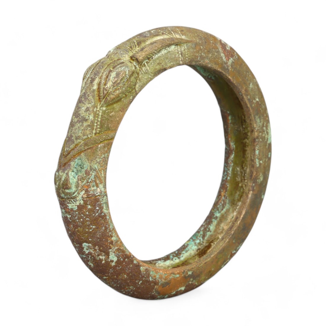 LURISTAN: Bronze Bracelet with Ram Head Motif, 10th-7th Century BCE (8.5 x 1.5 cm, 218g) (1 of 3)