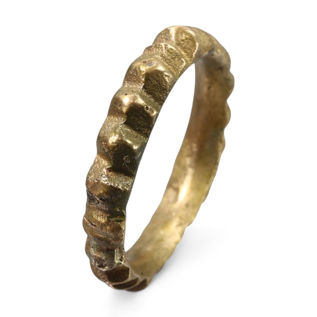 MEDIEVAL PERIOD: Textured Bronze Ring, 11th-14th Century CE (3g, Size 7 US) (1 of 2)