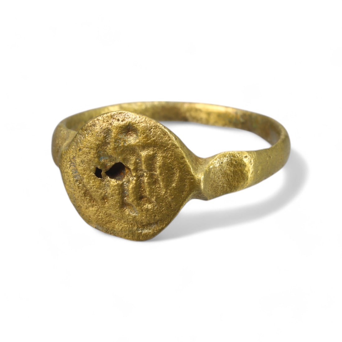 MEDIEVAL ERA: Bronze Signet Ring with Inscribed Oval Bezel, 13th-15th Century CE (8.5 US, 3g) (1 of 3)