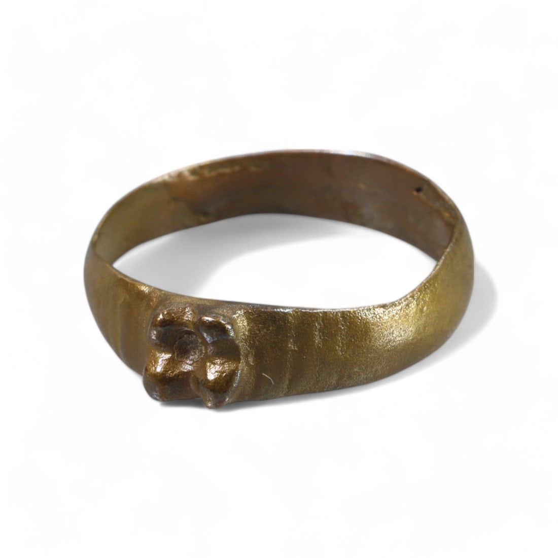 MEDIEVAL ERA: Bronze "Floral Bezel Accent" Ring, Circa 12th-15th Century CE (Size 7 US, 2g) (1 of 3)
