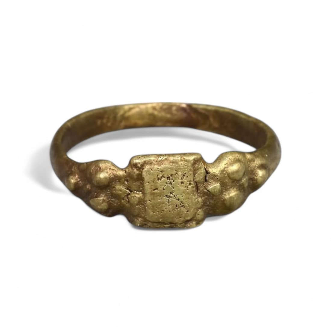 MEDIEVAL PERIOD: Ornate Bronze Signet Ring, 11th-14th Century CE (3g, Size 9 US) (1 of 2)