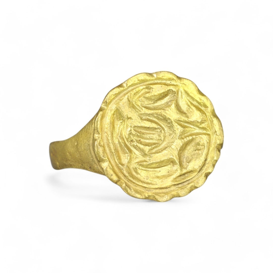 CRUSADER ERA: Gold-Gilt Bronze Signet Ring, Circa 12th-13th Century CE (8.75 US, 5g) (1 of 2)