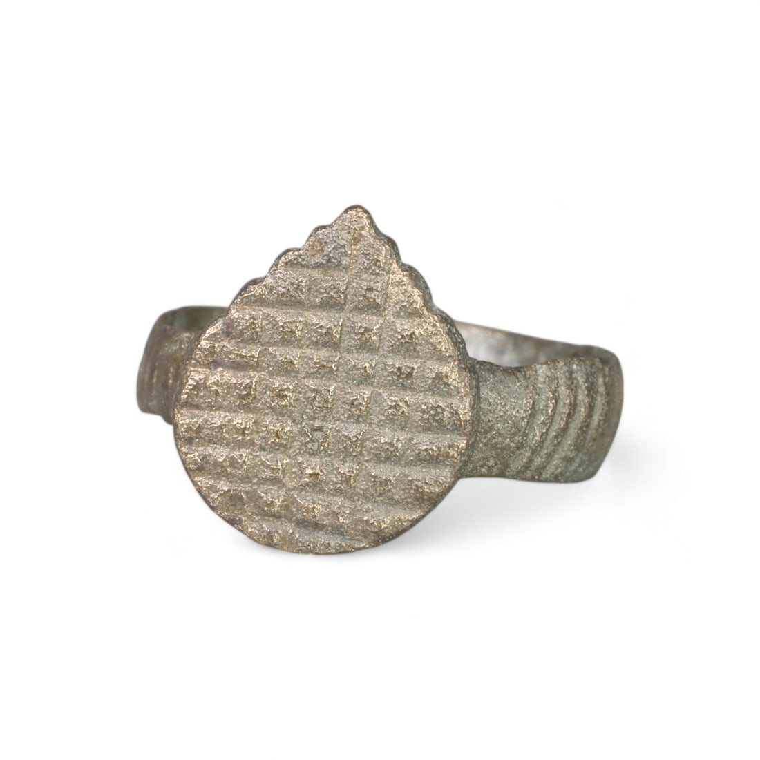 VIKING: Hack Silver Ring with Ridged Bezel, 9th-11th Century CE (5g, US Size 8) (1 of 2)