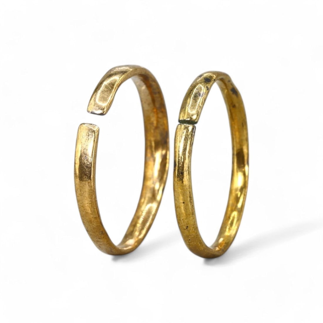 VIKING ERA: Pair of Bronze Rings with 24K Gold Gilt, 9th-11th Century CE (6g, Sizes 8-9) (1 of 2)