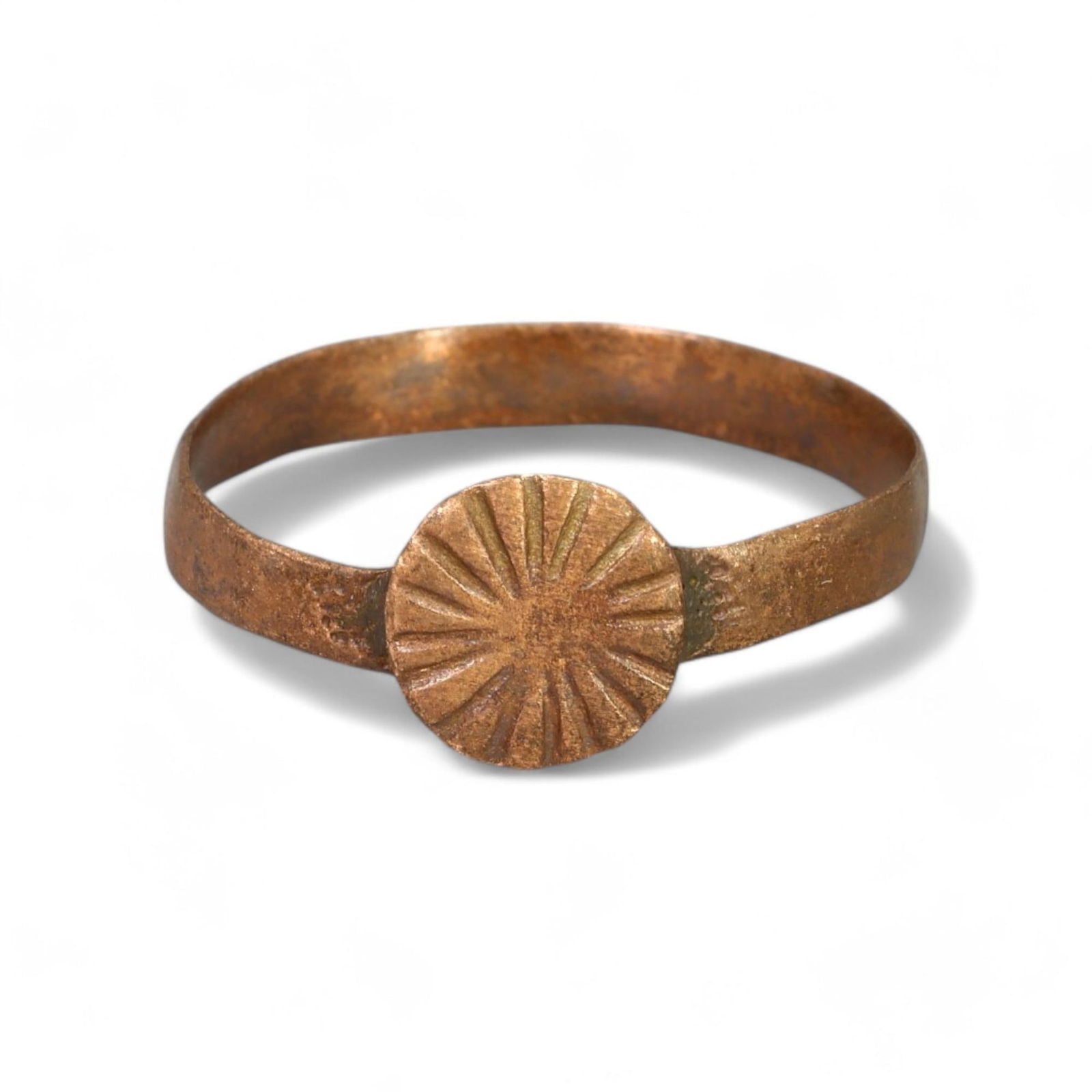 ROMAN ERA: Bronze Sunburst Motif Ring, Circa 2nd-4th Century CE (Size 10.5 US, 1.2 g) (1 of 2)