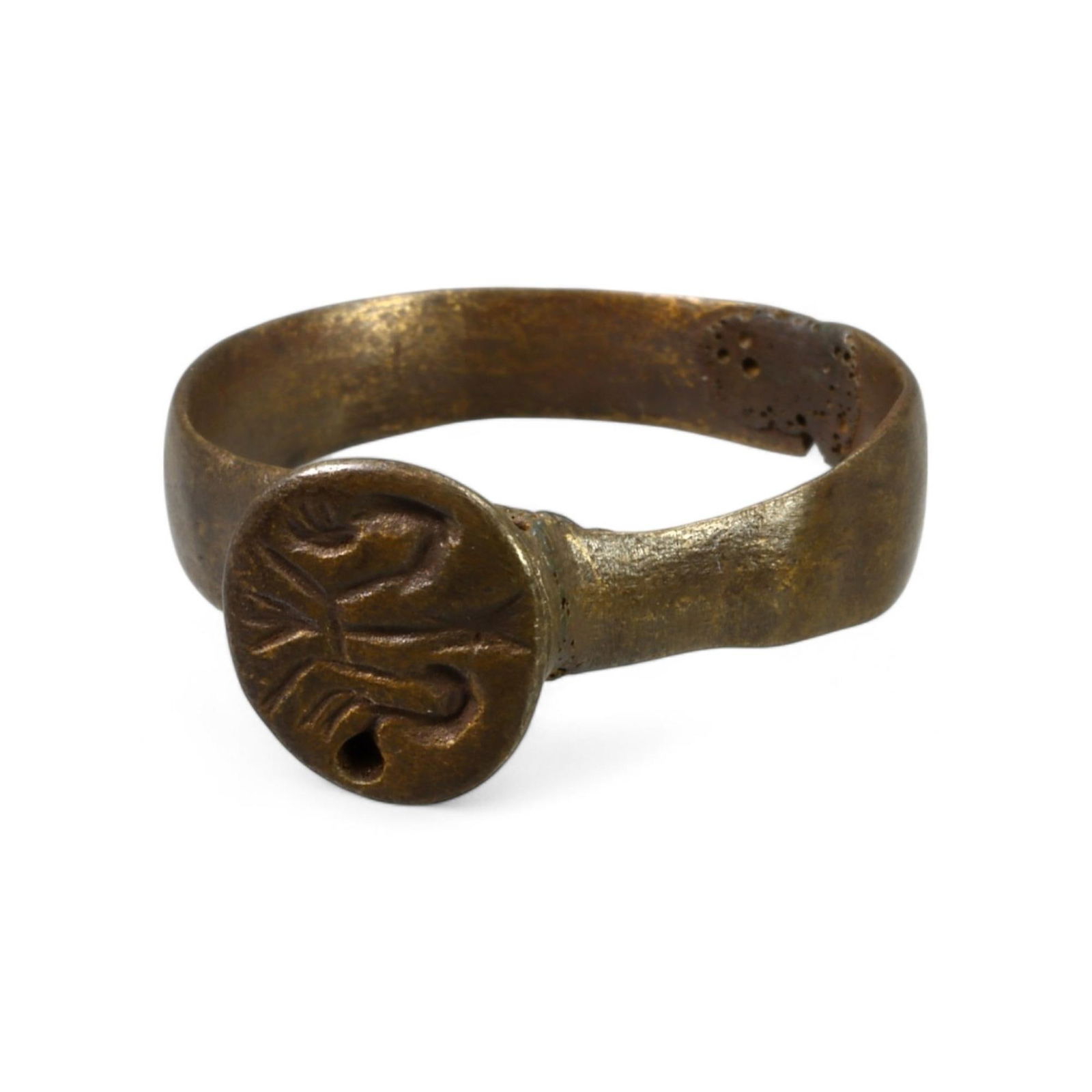 BYZANTINE ERA: Bronze "Engraved Bird Motif" Ring, Circa 6th-8th Century CE (Size 10 US, 5g) (1 of 2)