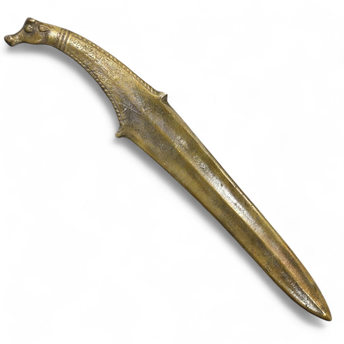 Achaemenid Empire: Gilded Bronze Dagger, 6th-4th Century BCE (196g, 28x4.5 cm) (1 of 2)