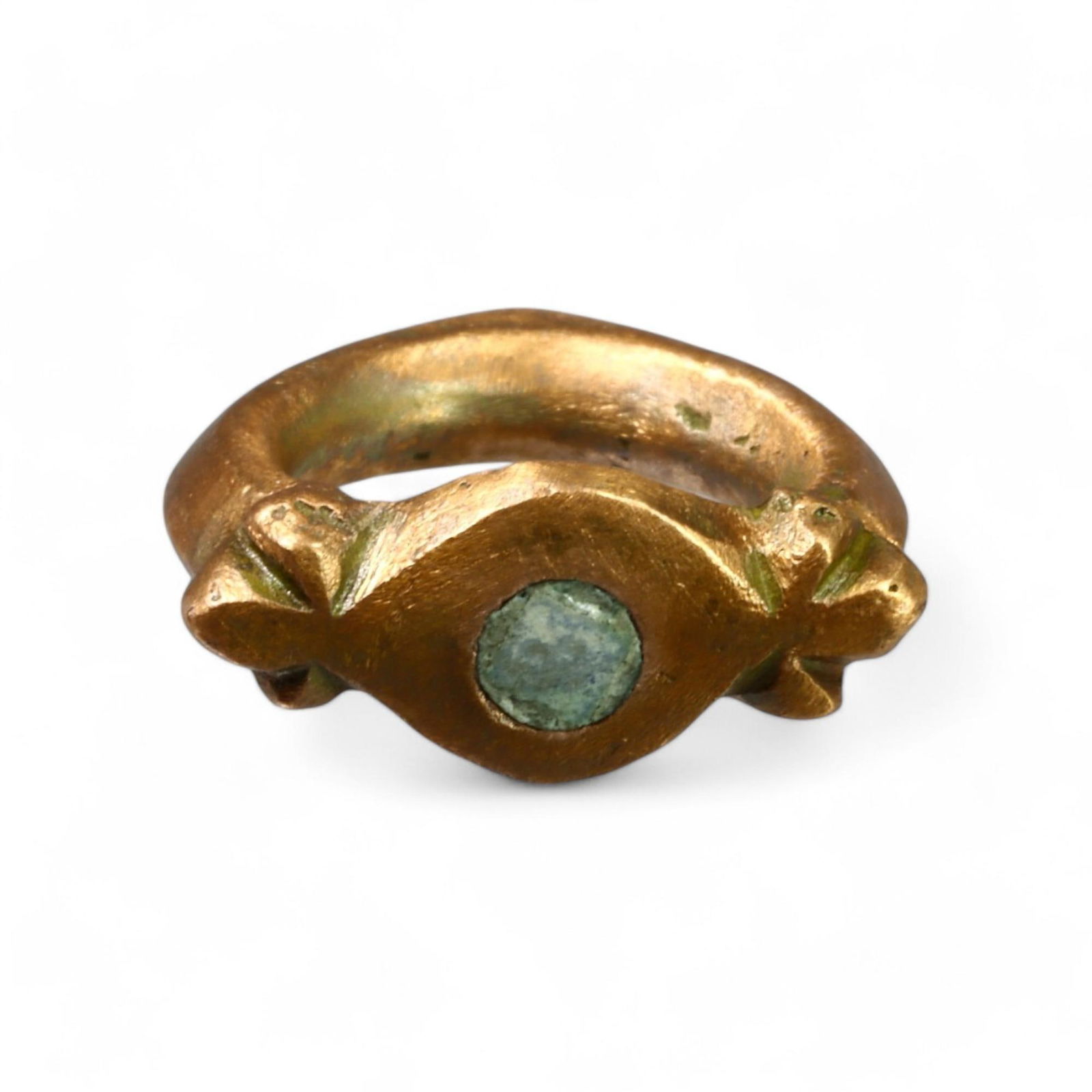 VIKING ERA: Gold-Gilt Ring with Glass Inlay, Circa 9th-11th Century CE (1.5 cm Diameter, 4g) (1 of 2)