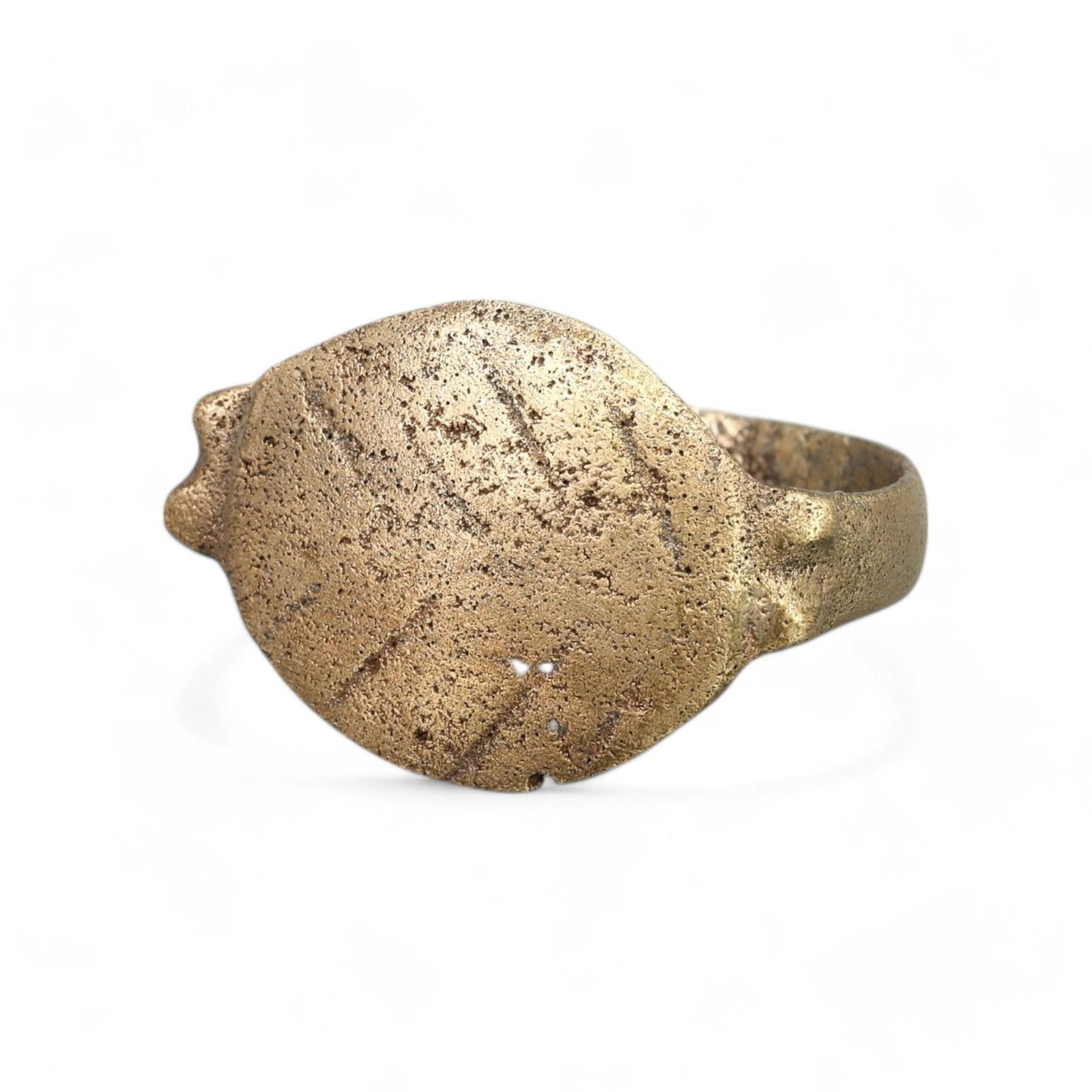 BYZANTINE ERA: Bronze Shield-Shaped Engraved Signet Ring,  7th-10th Century CE (8 US, 3g) (1 of 3)