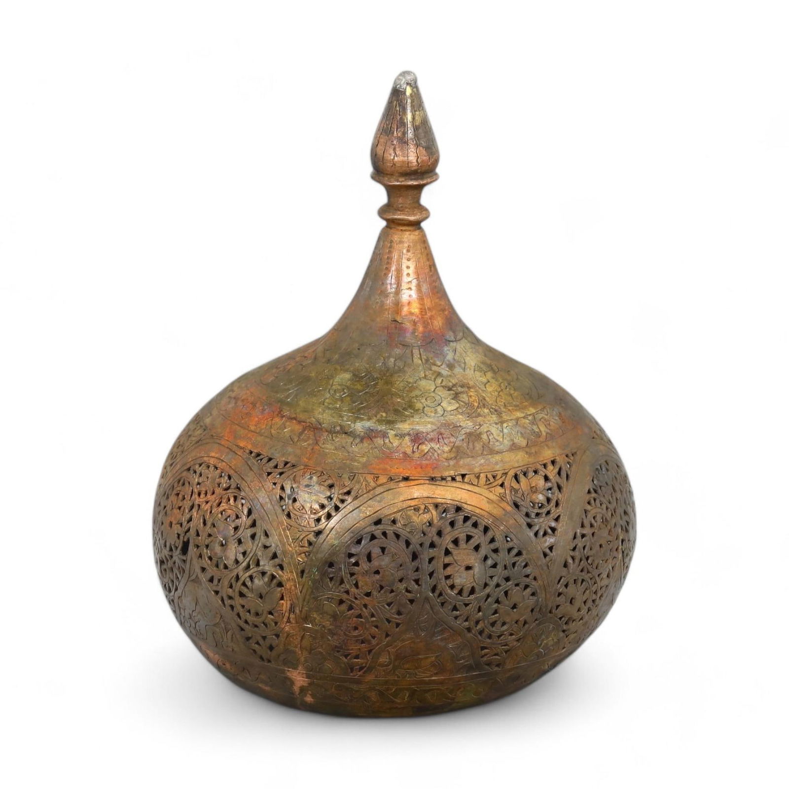 ISLAMIC ARTIFACT: Pierced Bronze Incense Burner, 12th-14th Century CE (229g, 16x12cm) (1 of 4)
