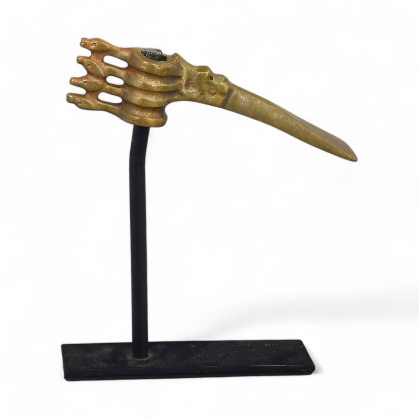 BRONZE RITUAL AXE HEAD: "Serpentine Guardian Motif," Late Bronze Age (202g, 15x3.5cm) (1 of 3)