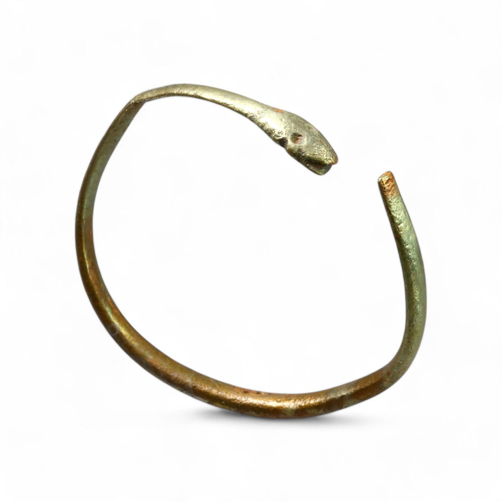 VIKING ERA: Gold-Gilt Snake-Head Bracelet, Circa 9th-11th Century CE (4.5 cm Diameter, 6g) (1 of 2)