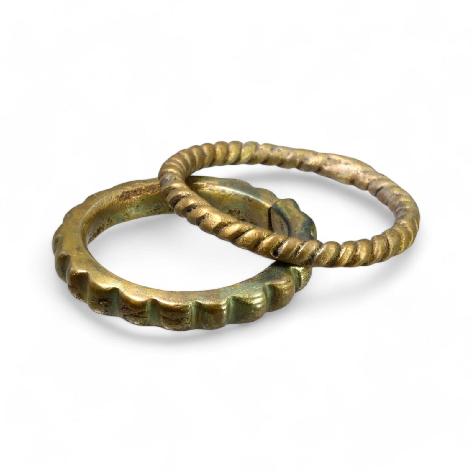 VIKING ERA: Bronze Decorative Rings, Circa 9th-11th Century CE (Size 7-9 US, 7g, Pair) (1 of 2)