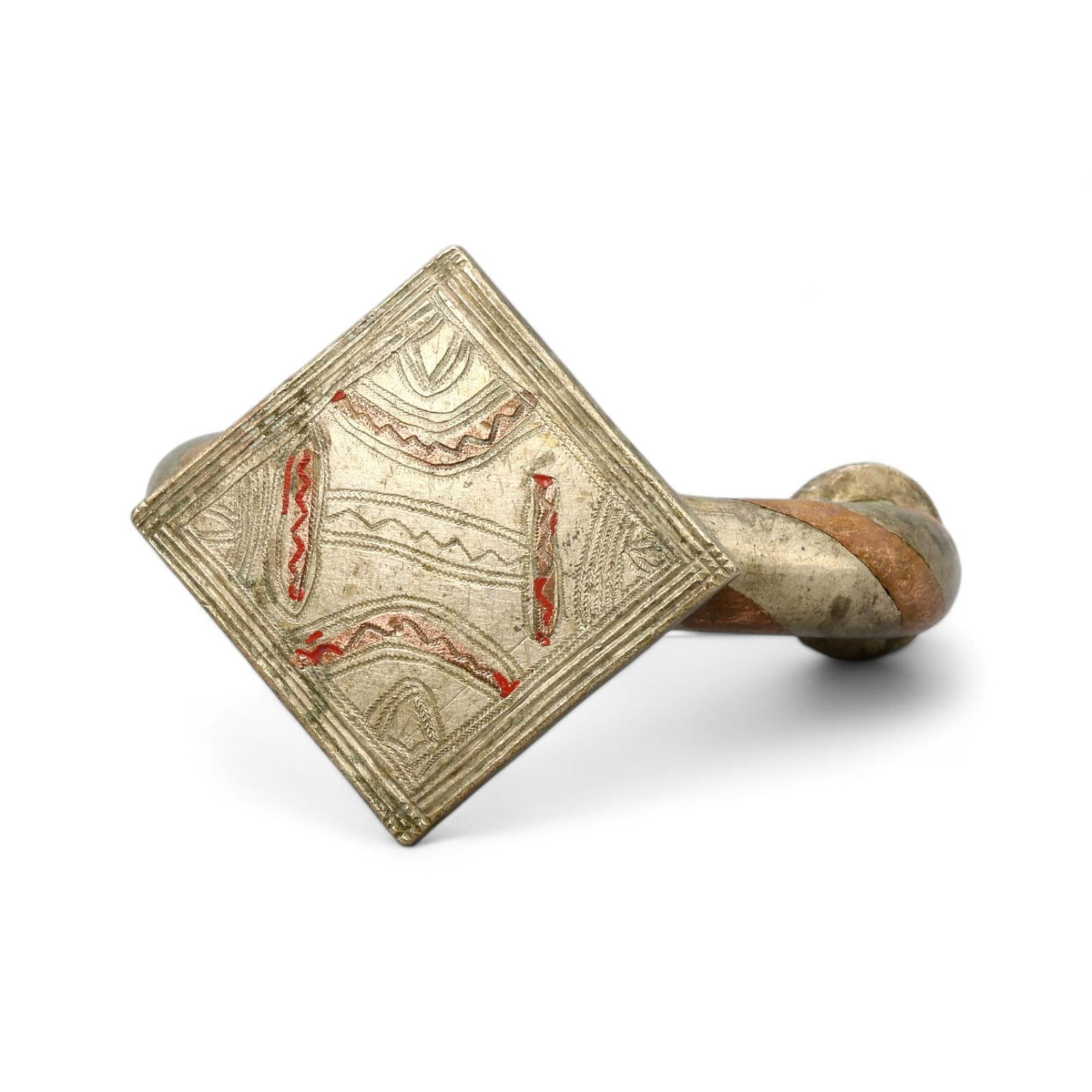 AFRICAN TRADITIONAL: Bracelet with Engraved Geometric Terminal, 19th Century CE (225g, 8x4cm) (1 of 3)