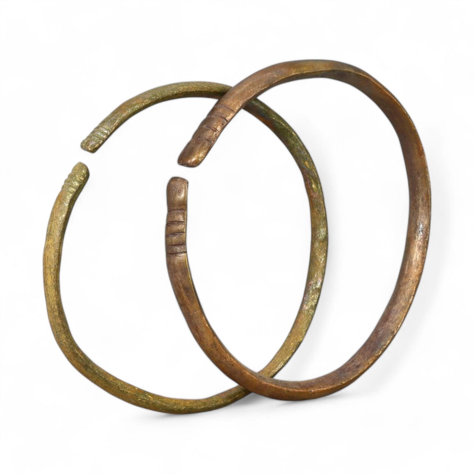 VIKING ERA: Bronze Open-Terminal Arm Rings, 9th-11th Century CE (5.5 cm Diameter, 30g) (1 of 2)
