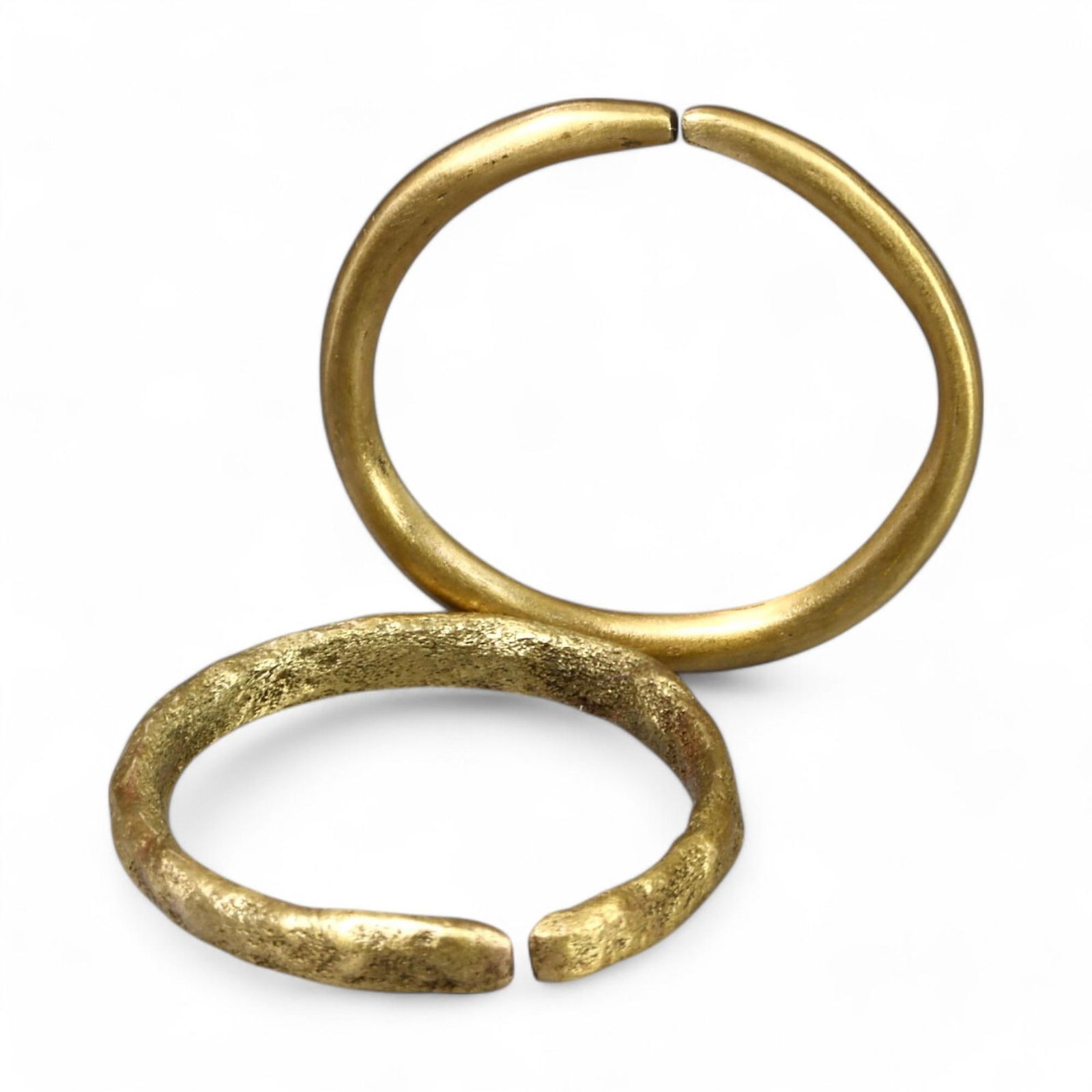 LOT OF 2: Late Medieval to Early Post-Medieval Gold-Gilt Bronze Rings,14th-17th CE (10-11 US, 6g) (1 of 2)