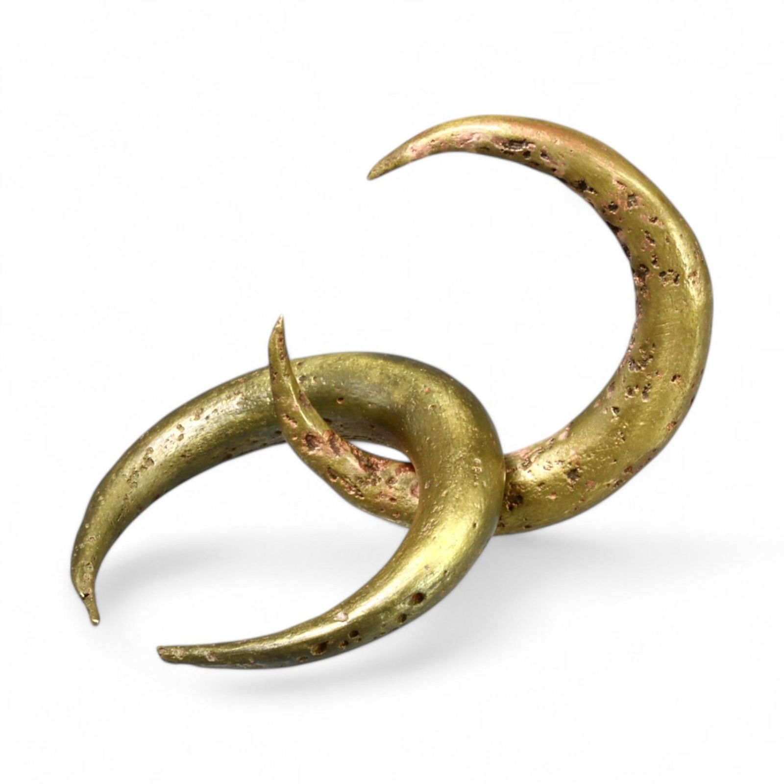 BRONZE AGE: Bronze "Crescent Moon" Earrings, 2nd-1st Millennium BCE (2 cm, 7g, 2 pcs) (1 of 3)